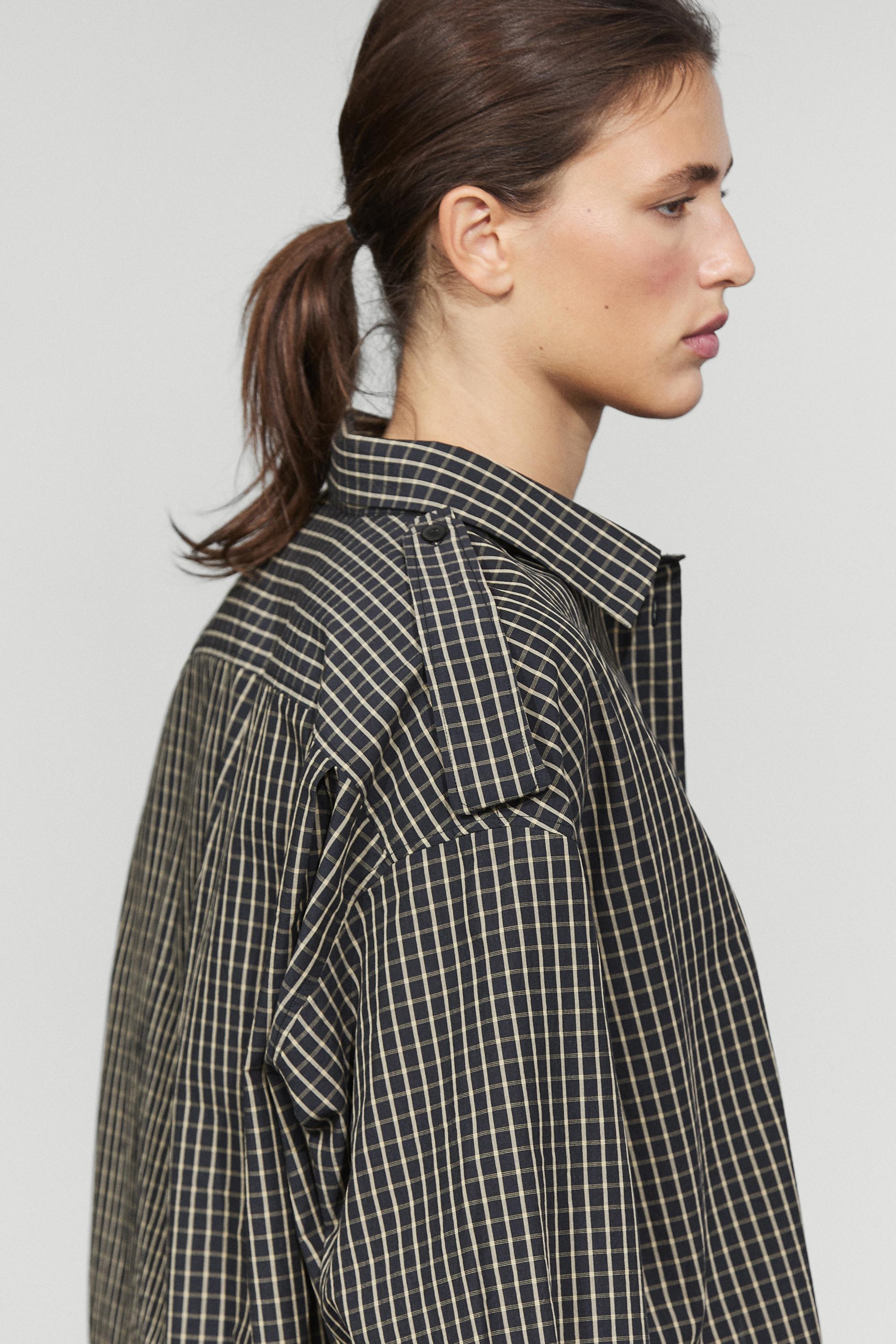 Chemise à carreaux détail épaules 100 % coton